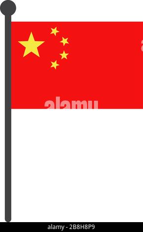 China Fahne mit Pol vektor Symbol auf weißem Hintergrund Stock Vektor