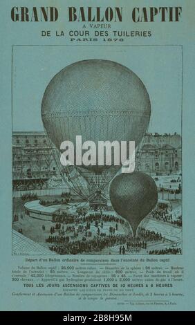 Grand Ballon Captif a Vapeur de la cour des Tuileries, Paris, 1878. Stockfoto