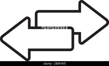 Zwei Pfeile oder Übertragung Pfeile. Lineare stil Zeichen für mobile Konzept und Webdesign. Pfeile nach links und rechts eine einfache Linie Vektor icon. Symbol, Logo illustrati Stock Vektor