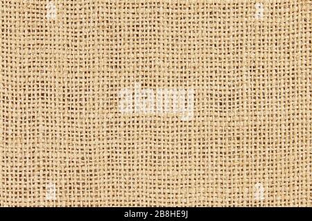 Nahaufnahme des naturbelassenen hessischen Sakrings. Hintergrundtextur mit Burlap Material. Hochwertige XXL! Stockfoto