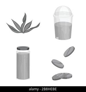 Vektordesign des Pflanzen- und Unkrautlogos. Vektorgrafik für Pflanzen- und Meeresbestände. Stock Vektor