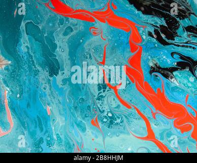 Aquamarin Farben. Abstrakte Grafik in blau, schwarz und rot Stockfoto
