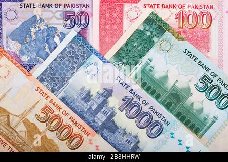 Pakistanisches Geld - rupee einen geschäftlichen Hintergrund Stockfoto