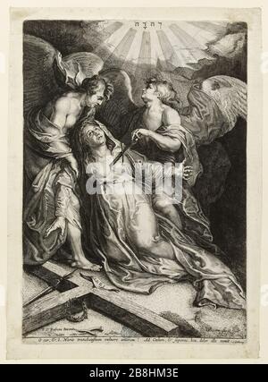 The Virgin in Ecstasy (Dutuit 64) Pierre-Paul Rubens. Van der Leeuw, Willem. La Vierge en Extase (Dutuit 64). Burin, XVIIème siècle. Musée des Beaux-Arts de la Ville de Paris, Petit Palais. Stockfoto