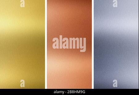 Aluminium, Bronze und Messing genäht Texturen Stockfoto