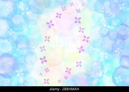 Japanische lila Hydrangea Blume abstrakt oder natürliche Pastellfarben Aquarell Hintergrund Stockfoto