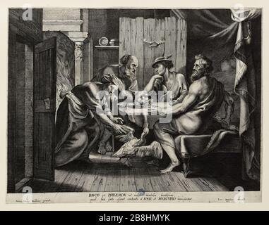 Philemon und Baucis, nach Rubens (Dutuit 34) Philémon et Baucis, d'après Rubens (Dutuit 34). Burin, XVIIème siècle. Musée des Beaux-Arts de la Ville de Paris, Petit Palais. Stockfoto