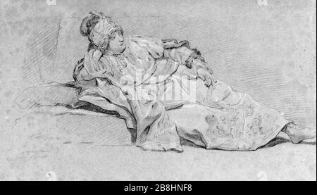 SCHWARZE SULTANE attribué à Joseph-Marie Vien (1716-1809). "Sultane Noire". Dessin. Musée des Beaux-Arts de la Ville de Paris, Petit Palais. Stockfoto