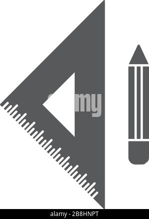 Lineal, Ausrüstung, Instrument der Messung Vektorsymbol, auf weißem Hintergrund Stock Vektor