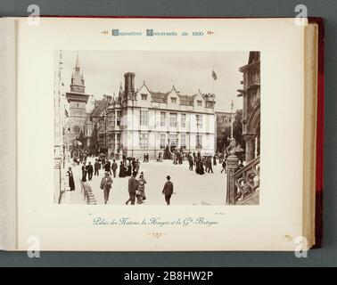 WORLD EXPO PARIS 1900 - PALAST DER NATIONEN, UNGARN UND GROSSBRITANNIEN AUSSTELLUNG UNIVERSELLE PARIS 1900. Palais des Nations, la Hongrie et la Grande-Bretagne. Photographie de Neurdein Frères. Musée des Beaux-Arts de la Ville de Paris, Petit Palais. Stockfoto