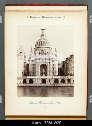 WORLD EXPO PARIS 1900 - PALAST DER NATIONEN, DIE AUSSTELLUNG DER VEREINIGTEN STAATEN UNIVERSELLE PARIS 1900. Palais des Nations, les Etats-Unis. Photographie de Neurdein Frères. Musée des Beaux-Arts de la Ville de Paris, Petit Palais. Stockfoto