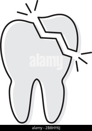 Vektorsymbol für verfallene Zähne Symbol Zahnerkrankung isoliert auf weißem Hintergrund Stock Vektor