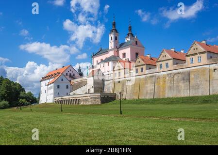 Alte Monks Hermitage und Unbefleckte Empfängniskirche im Kloster Post Camaldolese in Wigry Dorf im Kreis Suwalki, in der Wojewodschaft Podlaskie, Polen Stockfoto