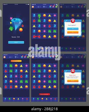 diamant Game ui Design mobile Benutzeroberfläche Stock Vektor