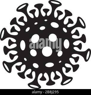 Coronavirus COVID-19-Vektorsymbol. Schwarz auf weißes Symbol. Stock Vektor