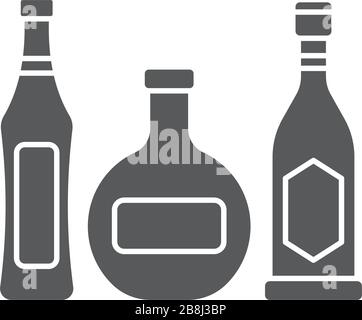 Symbol für Vektor-Symbole für Alkoholgetränkeflaschen auf weißem Hintergrund isoliert Stock Vektor