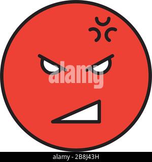 Symbol für das Symbol für das Emoji-Vektorsymbol "Angry Face" wurde auf weißem Hintergrund isoliert Stock Vektor