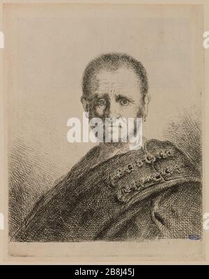Porträt eines Mannes (Dutuit 7 Suppp.) Lievens, Jan. "Portrait d'homme (Dutuit 7, support.)". Eau-forte. Musée des Beaux-Arts de la Ville de Paris, Petit Palais. Stockfoto
