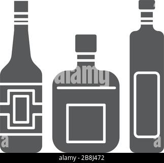 Symbol für Vektor-Symbole für Alkoholgetränkeflaschen auf weißem Hintergrund isoliert Stock Vektor