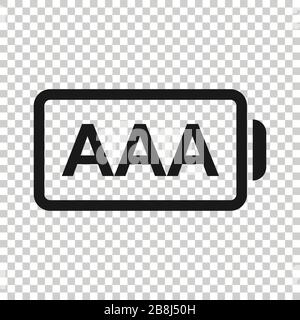 AAA-Batterie Symbol im flachen Stil. Power level Vector Illustration auf weißem Hintergrund isoliert. Lithium-ionen Akkumulator Geschäftskonzept. Stock Vektor