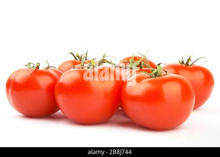 Satz reifer und saftiger roter Tomaten. Stockfoto