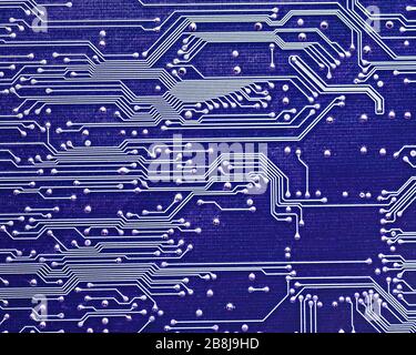 Nahaufnahme der Computerplatine in Blau Stockfoto