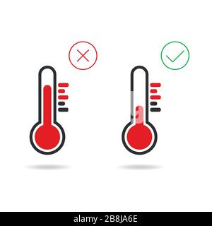 Vektor-Thermometer und Coronavirus Temperaturmessung Quarantäne-Roman Wuhan Coronavirus 2019-Ncov Epidemieausbruch Vektor eps 10 Stock Vektor