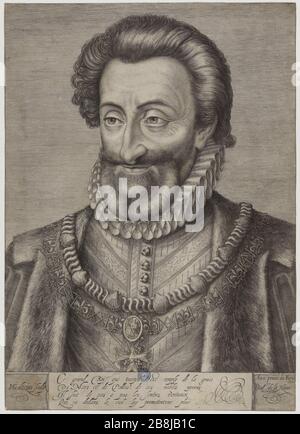 Heinrich IV. Von Frankreich und Navarra (Dutuit 173) Hendrik Goltzius (1561-1641). "Henri IV, roi de France et de Navarra (Dutuit 173)". Burin. Musée des Beaux-Arts de la Ville de Paris, Petit Palais. Stockfoto