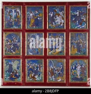 ALTARBILD, SZENEN AUS DER PASSION CHRISTI Nardon Pénicaud (attribué à l'Atelier de). "Retable, scènes de la Passion du Christus (vue d'Ensemble)". Musée des Beaux-Arts de la Ville de Paris, Petit Palais. Stockfoto