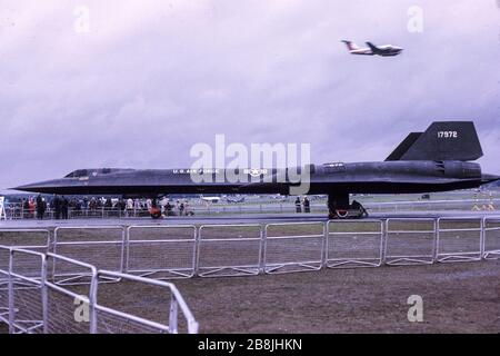 Eine LOCKHEED SR-71A BLACKBIRD auf der Farnborough Air Show im Jahr 1974 Stockfoto