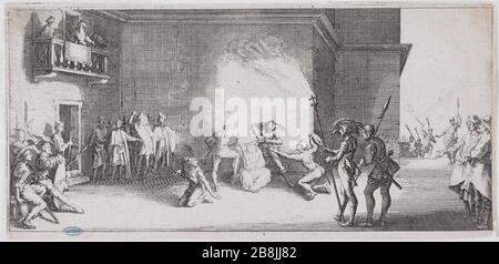 Die große Leidenschaft, die Krönung mit den Dornen: Vierte Auflage einer Serie von 7 Stücken (Lieure 284 Meaume 15) Jacques Callot (1592-1635). "La Grande Passion, Le Couronnement d'épines: Quatrième numéro d'une Suite de 7 pièces" (Lieure 284, Meaume 15). Eau-forte et burin. 1619-1624. Musée des Beaux-Arts de la Ville de Paris, Petit Palais. Stockfoto