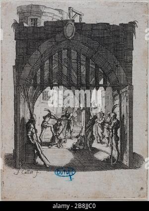 Die kleine Passion, die Krönung mit den Dornen: Achte Ausgabe einer Serie von 12 Stücken (Lieure 544 Meaume 26) Jacques Callot (1592-1635). "La Petite Passion, Le Couronnement d'épines: Huitième numéro d'une Suite de 12 pièces" (Lieure 544, Meaume 26). Eau-forte. 1624-1625. Musée des Beaux-Arts de la Ville de Paris, Petit Palais. Stockfoto