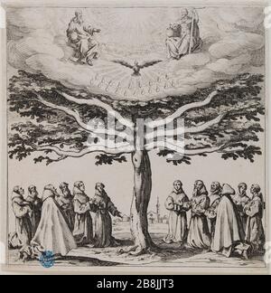 Der Baum des Heiligen Franziskus (Lieure 303 Meaume 145) Jacques Callot (1592-1635). "L'Arbre de Saint François" (Lieure 303, Meaume 145). Eau-forte. 1ère moitié du XVIIème siècle. Musée des Beaux-Arts de la Ville de Paris, Petit Palais. Stockfoto