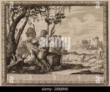 Geschichte des verlorenen Sohnes (Dutuit Seite 63) Abraham Bosse (1602-1676). "Histoire de l'enfant prodigue (Dutuit Seite 63)". Eau-forte. Musée des Beaux-Arts de la Ville de Paris, Petit Palais. Stockfoto