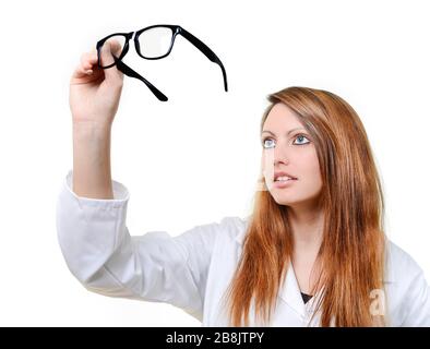 Hübscher Arzt mit Brille Stockfoto