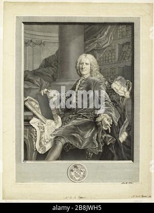 Franciscus de Peyronie nach Rigaud (Dutuit Seite 242; Firmin-Didot 345, IFF 18., S. 110) Jean Daullé (1703-1763). Franciscus de La Peyronie d'après Rigaud (Dutuit Seite 242; Firmin-Didot 345, IFF 18e, S. 110). Burin, 1755. Musée des Beaux-Arts de la Ville de Paris, Petit Palais. Stockfoto