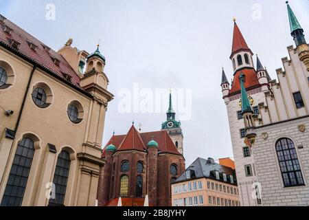 Blick auf München vom Turm der Kirche St. Peter Stockfoto