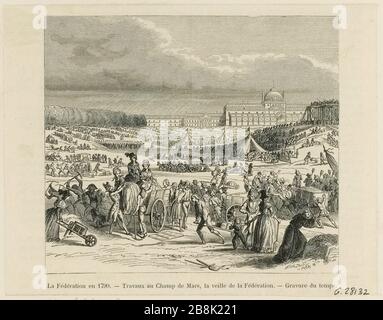 Der Bund im Jahre 17790. Arbeitet am Champ de Mars, dem Vorabend der Föderation. (IT) Stockfoto