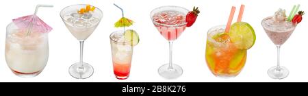 Cocktail-Set in Weiß isoliert Stockfoto