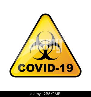 Dreikantig biologischer Gefahrenstrich isoliert. Zeichen für ein biologisches Risiko mit Coronavirus. Kein Kovid-19-Zeichen. Vektorgrafiken. Stock Vektor
