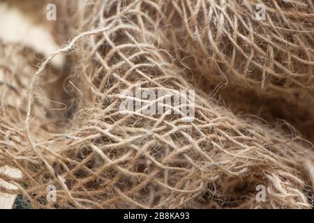 Textur einer alten Jute in Form eines Netzes Stockfoto