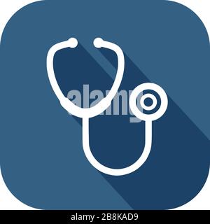 Buntes Stethoskop-Symbol im flachen Design Stockfoto