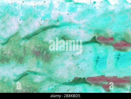 Farbenfrohe Textur. Aquarell spritzt handgefertigt. Leuchtend grüne Farben. Kunstelement für kreatives Design. Stockfoto