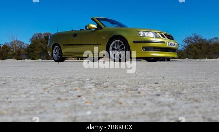 2005 Saab 9-3 Aero Convertible Swedish 4-Sitz-Sportsoftop Stockfoto