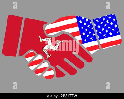 Isle of man und USA Flaggen Handshake Vektor Stock Vektor