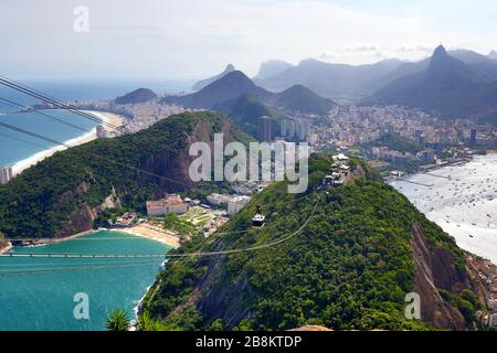 Luftbild der Copacabana und Corcovado - Rio de Janeiro Brasilien Stockfoto