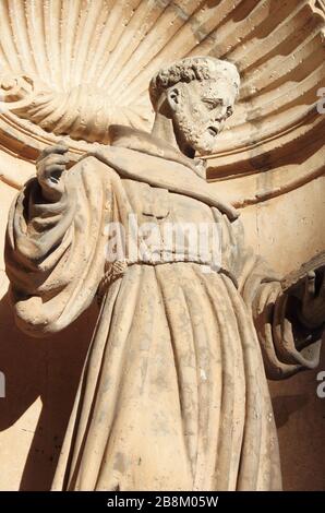 St. Franziskus von Assisi Statue in Palma de Mallorca, Spanien Stockfoto