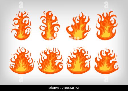 Cartoon Flames Vector Set, rot und orange Stock Vektor