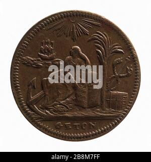 Zeichen für das Motto "Freiheit und Gleichheit", Anonyme von 17992. Jeton à la devis 'liberté et égalité', 1792a. Laiton. Paris, musée Carnavalet. Stockfoto