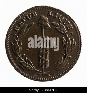 Zeichen für das Motto "Freiheit und Gleichheit", Anonyme von 17992. Jeton à la devis 'liberté et égalité', 1792a. Laiton. Paris, musée Carnavalet. Stockfoto